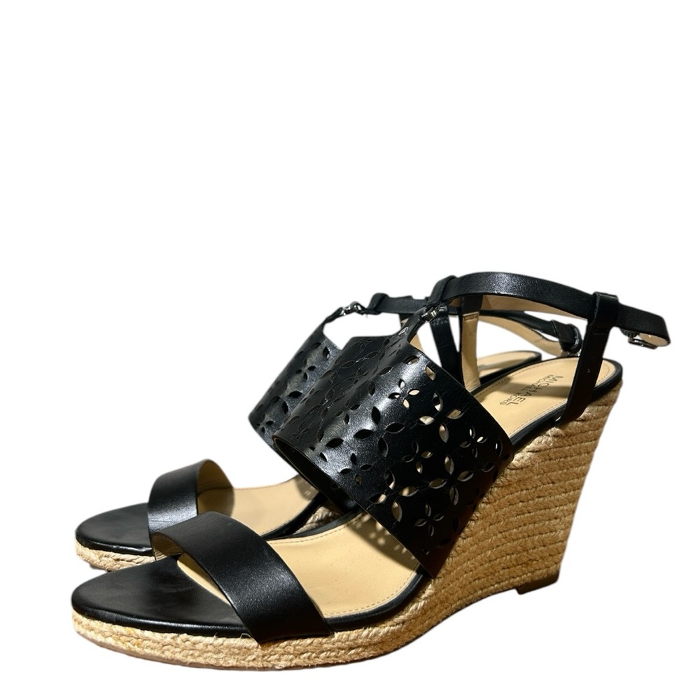 Michael Kors Black Espadrille Sandals with Ankle Strap Sz 9.5